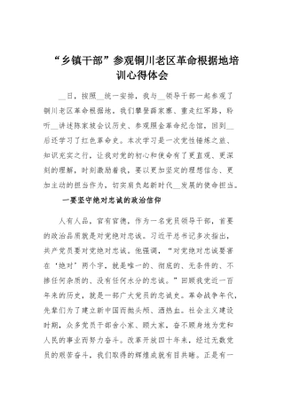 “乡镇干部”参观铜川老区革命根据地培训心得体会.docx