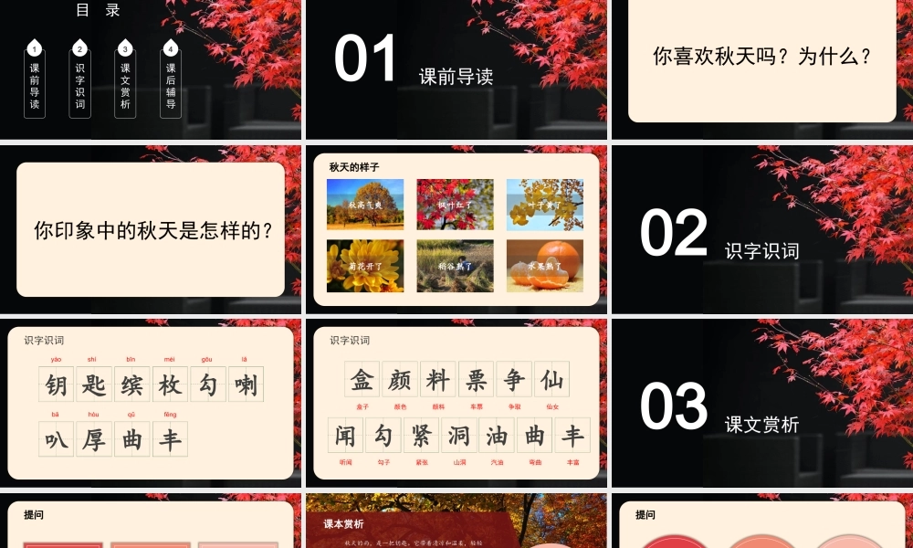 小学语文三年级上册人教版《秋天的雨》PPT课件（带内容）.pptx