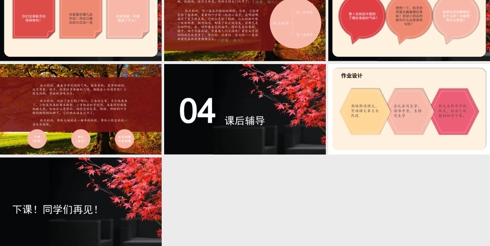 小学语文三年级上册人教版《秋天的雨》PPT课件（带内容）.pptx