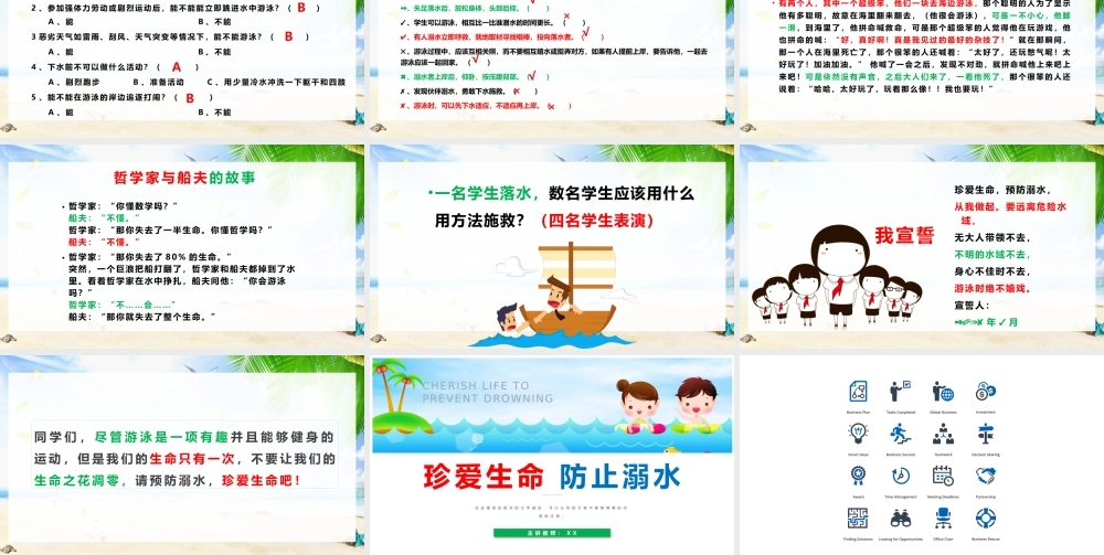 珍爱生命防止溺水主题班会PPT课件（带内容）.pptx