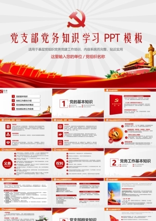 党支部党务知识学习党课培训PPT课件（带内容）.pptx