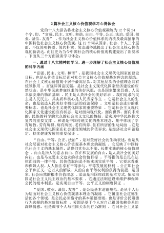 综合2篇社会主义核心价值观学习心得体会.doc