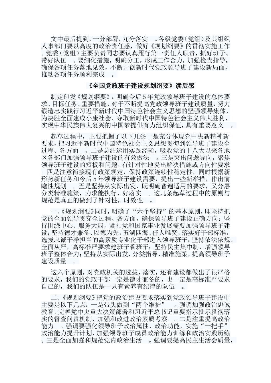 总结5篇全国党政班子建设规划纲要读后感.doc_第3页