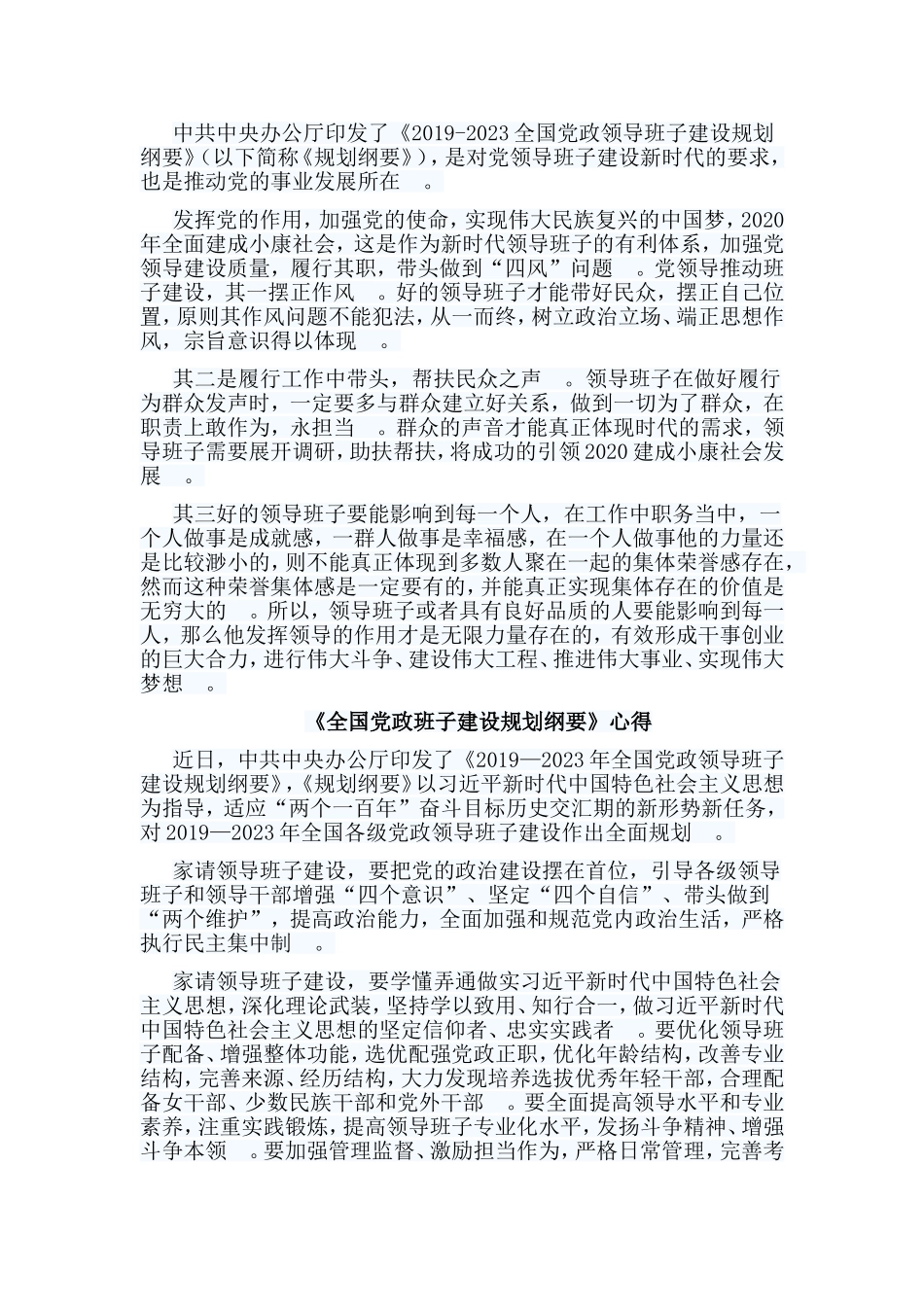 总结5篇全国党政班子建设规划纲要心得.doc_第2页