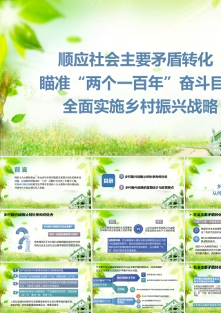 顺应社会主要矛盾转化瞄准两个一百年奋斗目标全面实施乡村振兴战略党课PPT课件（带内容）.pptx