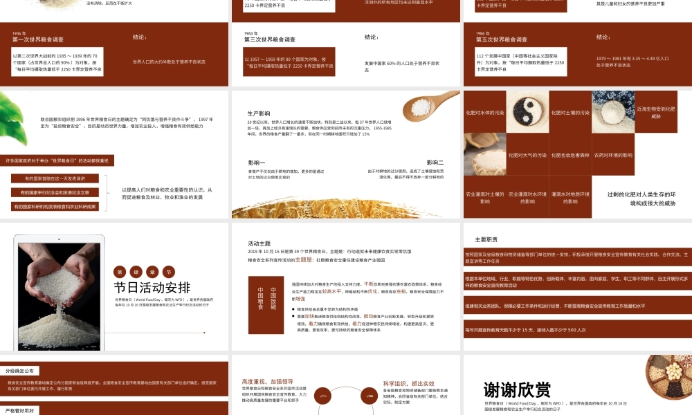 清新世界粮食日宣传教育培训PPT课件（带内容）.pptx
