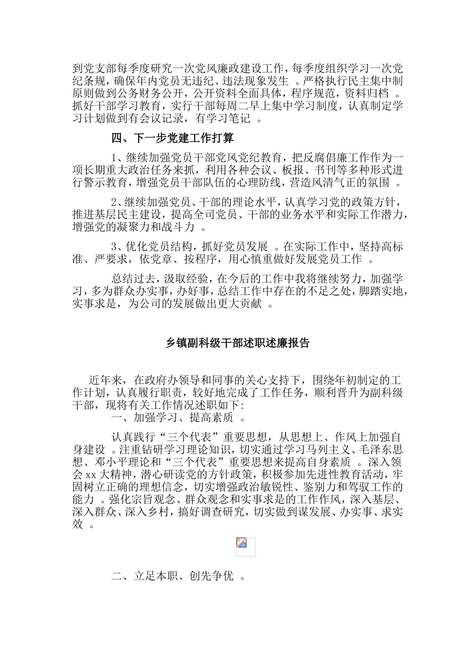 汇编2019年村支部书记乡镇副科级干部述职述廉报告两篇.doc_第2页