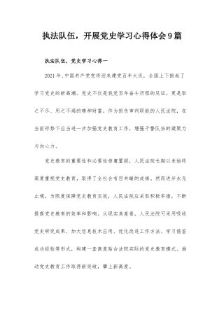 执法队伍开展党史学习心得体会9篇.docx