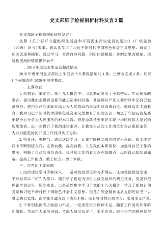 党支部班子检视剖析材料发言3篇.docx