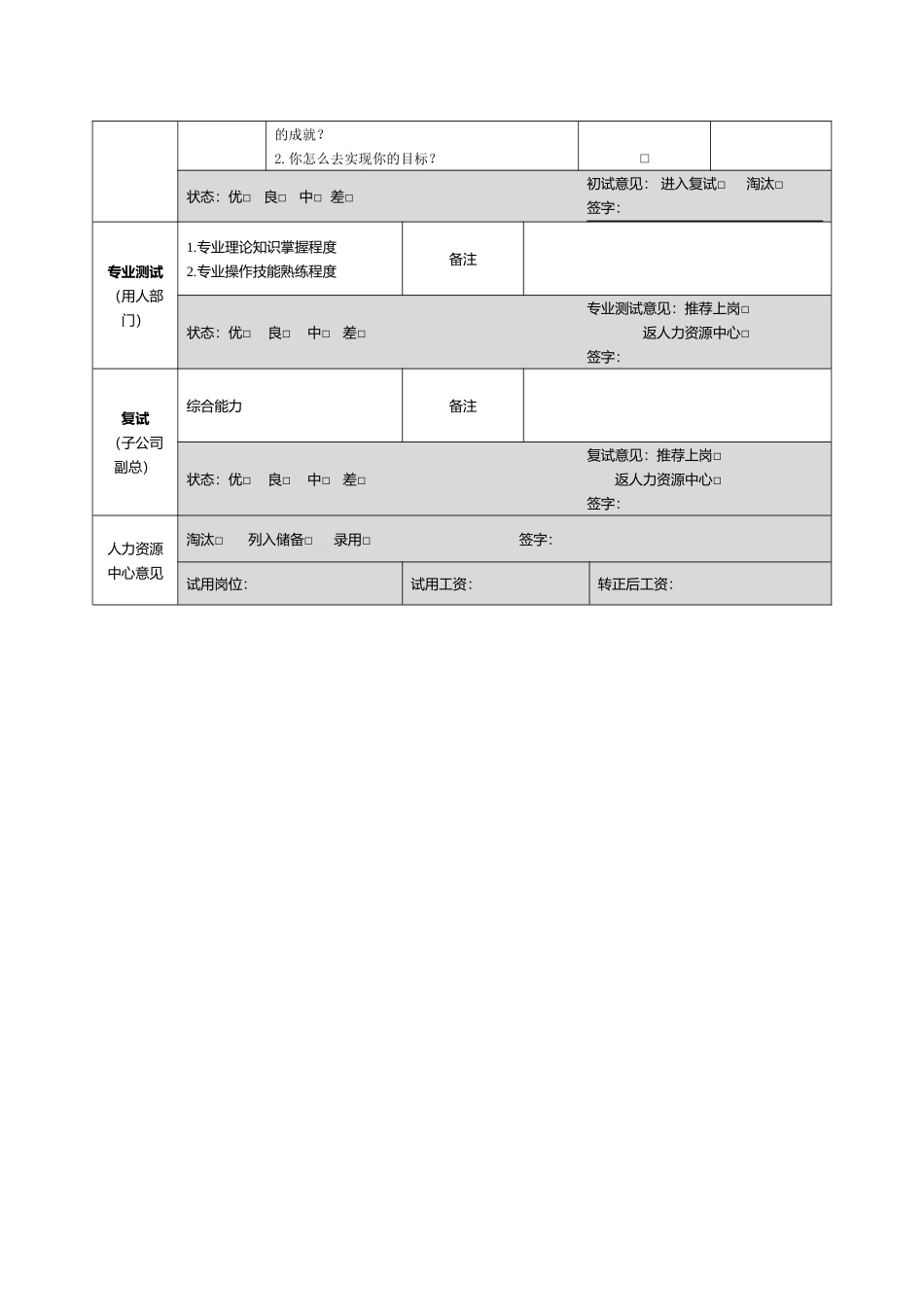 普通专员面试测评表.docx_第2页