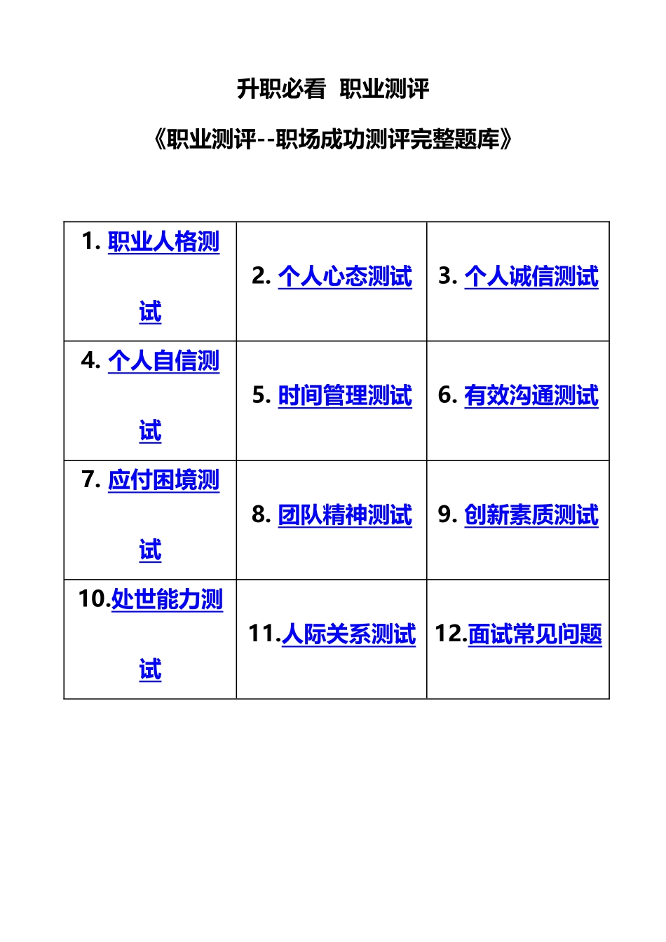职业测评--职场成功测评完整题库.docx_第1页