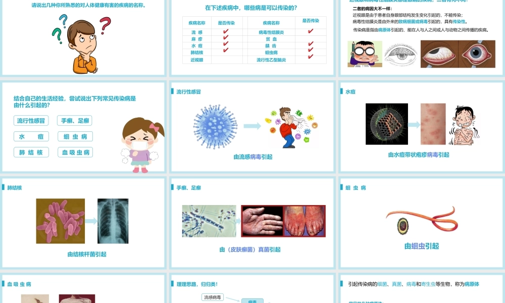2021人教版生物八年级下册《传染病及其预防》PPT课件（带内容）.pptx