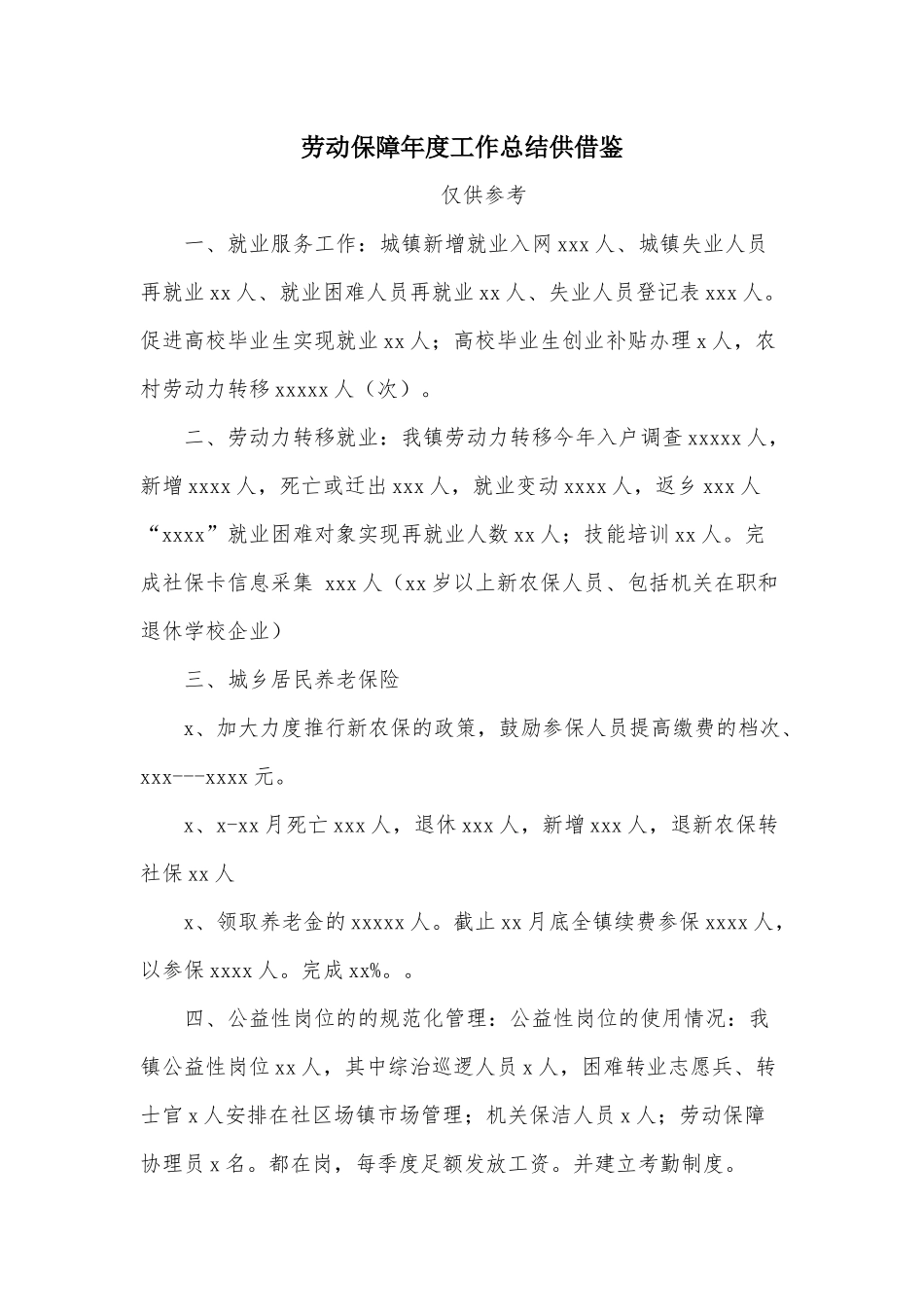 劳动保障年度工作总结供借鉴.docx_第1页
