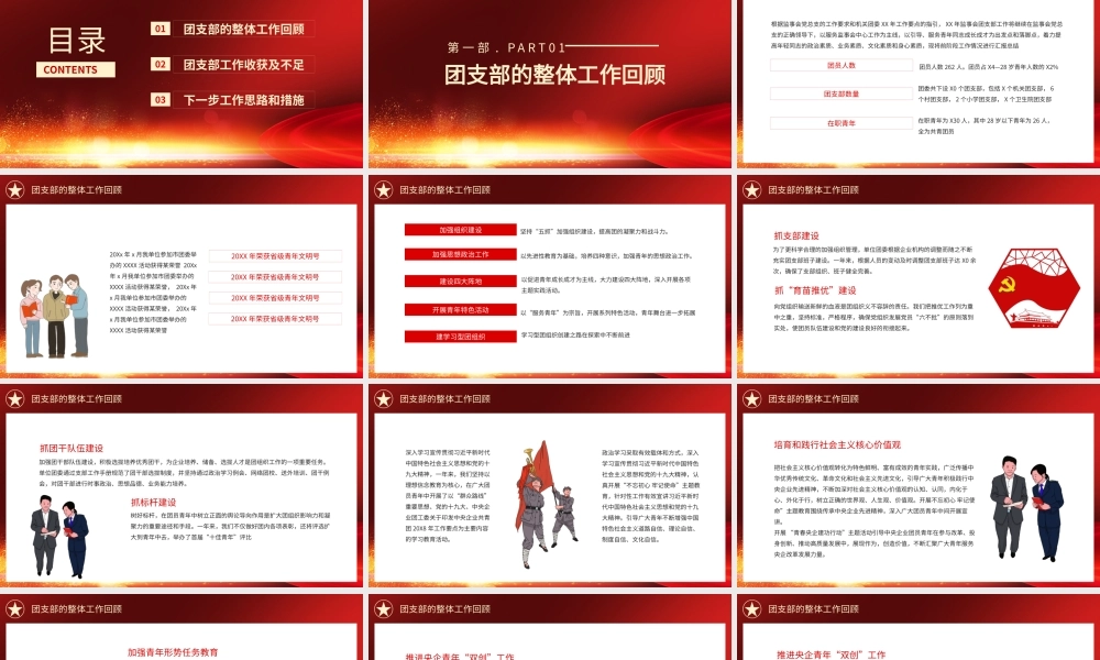 党建风共青团支部工作总结PPT模板.pptx