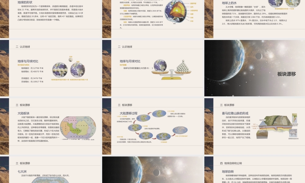 世界地理知识（宇宙中的地球、认识地球、版块漂移、地球的自传和公转）PPT培训课件（带内容）.pptx