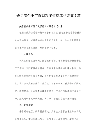 关于安全生产百日攻坚行动工作方案5篇.docx