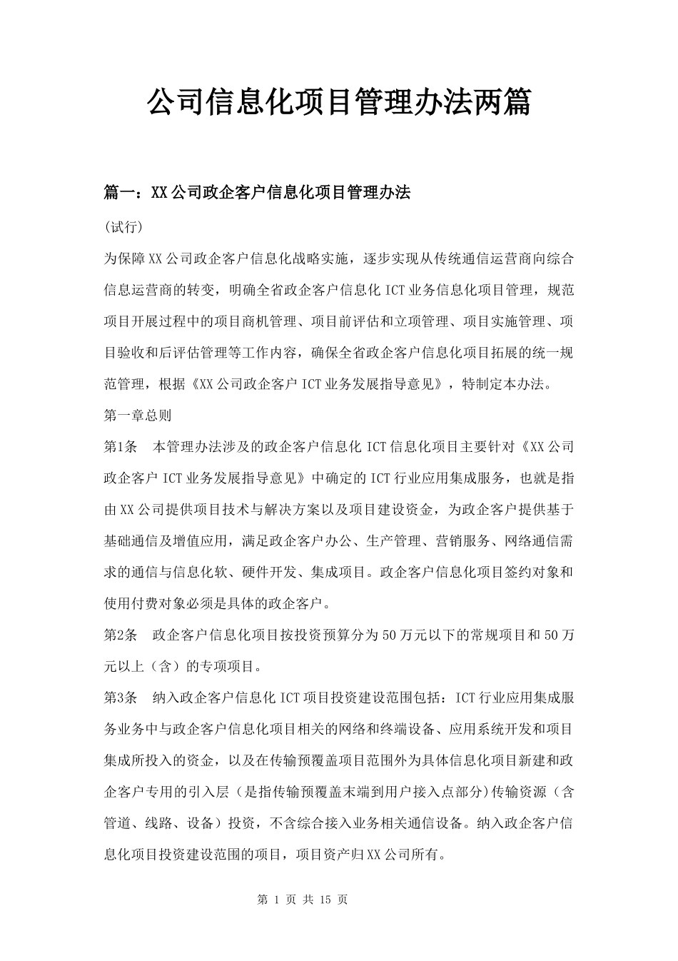 公司信息化项目管理办法两篇.docx_第1页