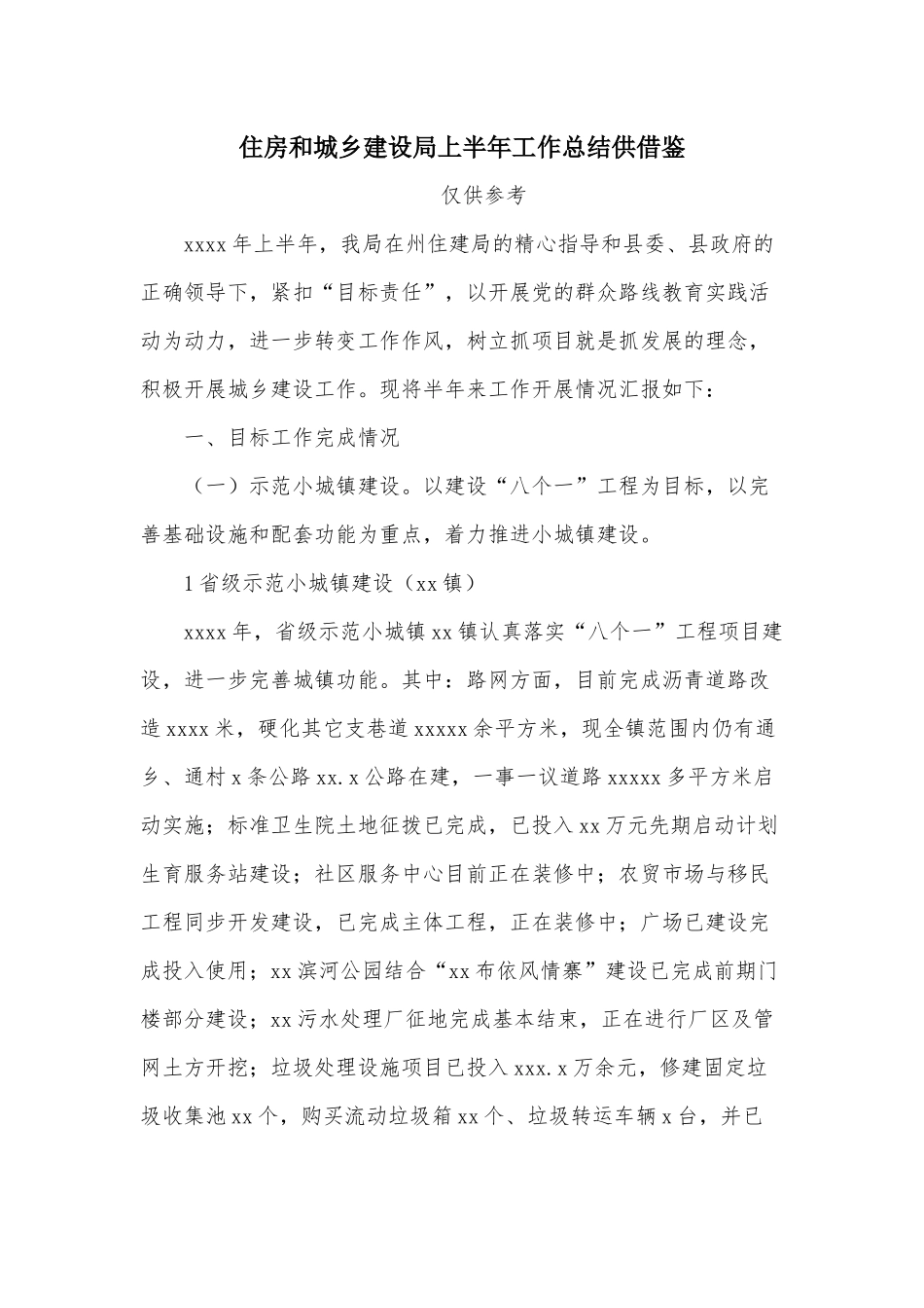 住房和城乡建设上半年工作总结供借鉴.docx_第1页