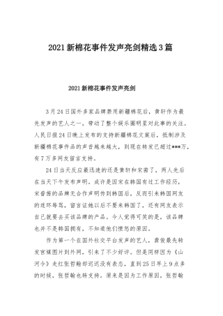 2021新棉花事件发声亮剑精选3篇.docx