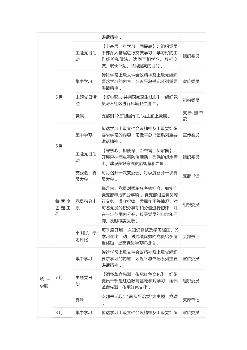 （工作参考2021-2022年党支部工作计划及月历安排表范文.docx_第2页
