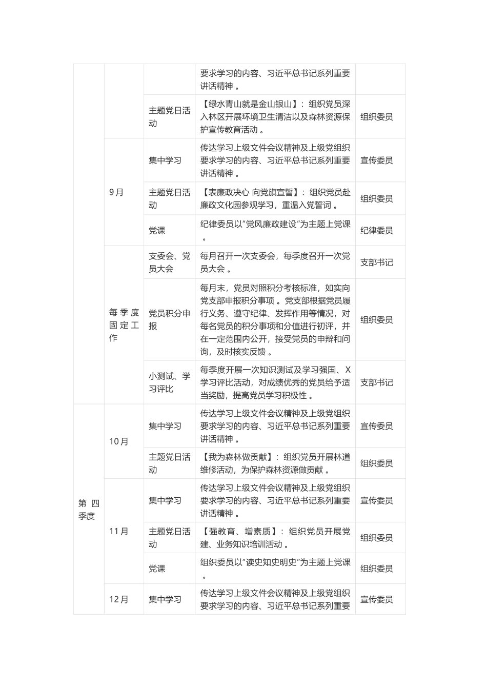 （工作参考2021-2022年党支部工作计划及月历安排表范文.docx_第3页