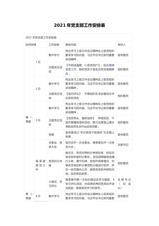 （工作参考2021-2022年党支部工作计划及月历安排表范文.docx
