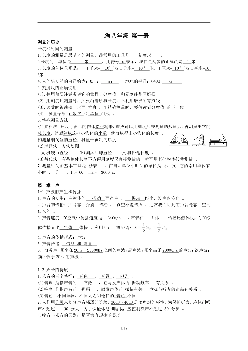 （工作参考最新上海沪教版初中八年级物理知识点考点总结.doc_第1页