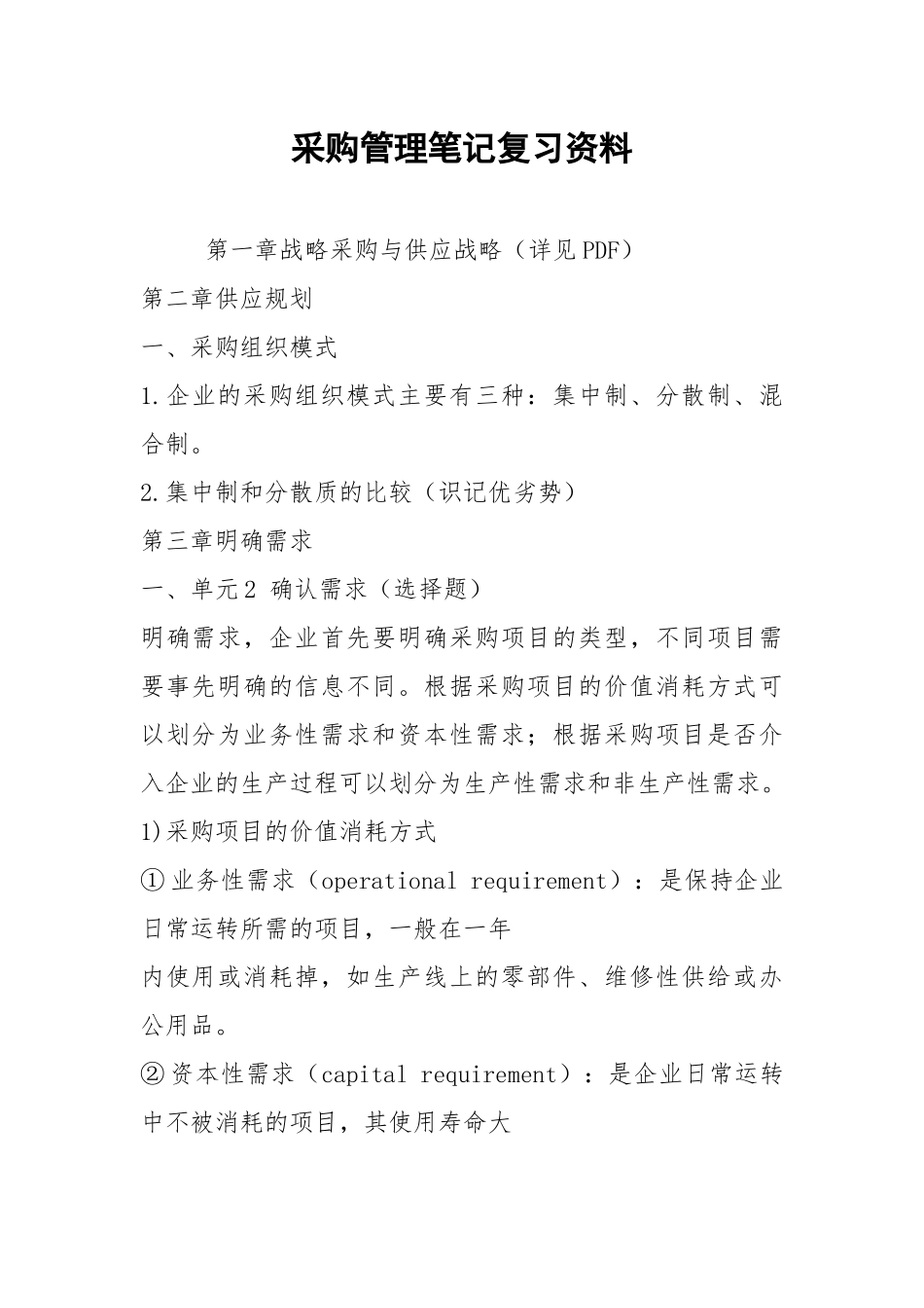 2021采购管理笔记复习资料.docx_第1页