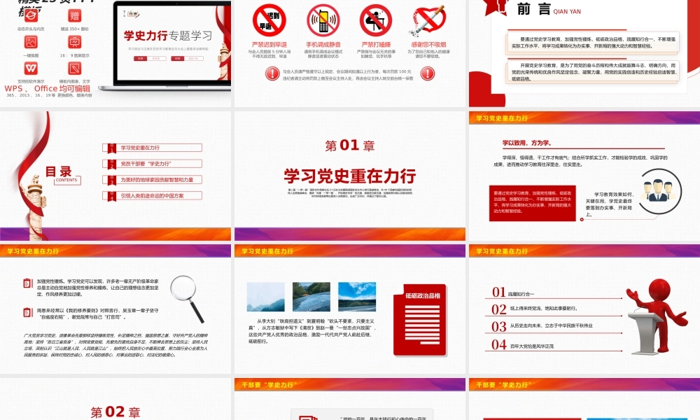 微党课学史力行专题学习PPT模板下载.pptx