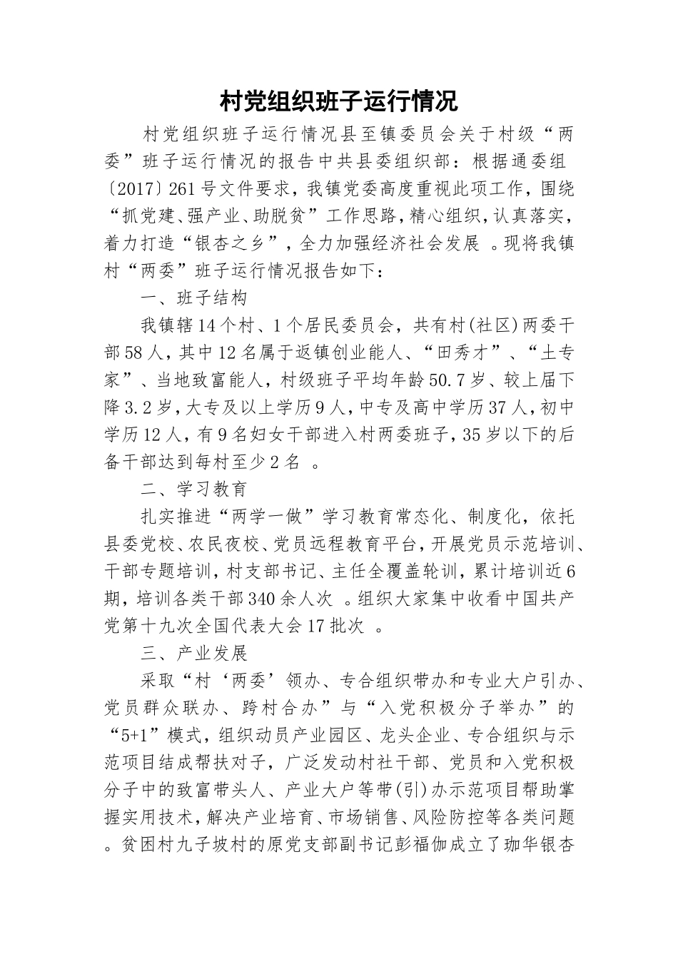 实用村党组织班子运行情况.doc_第1页