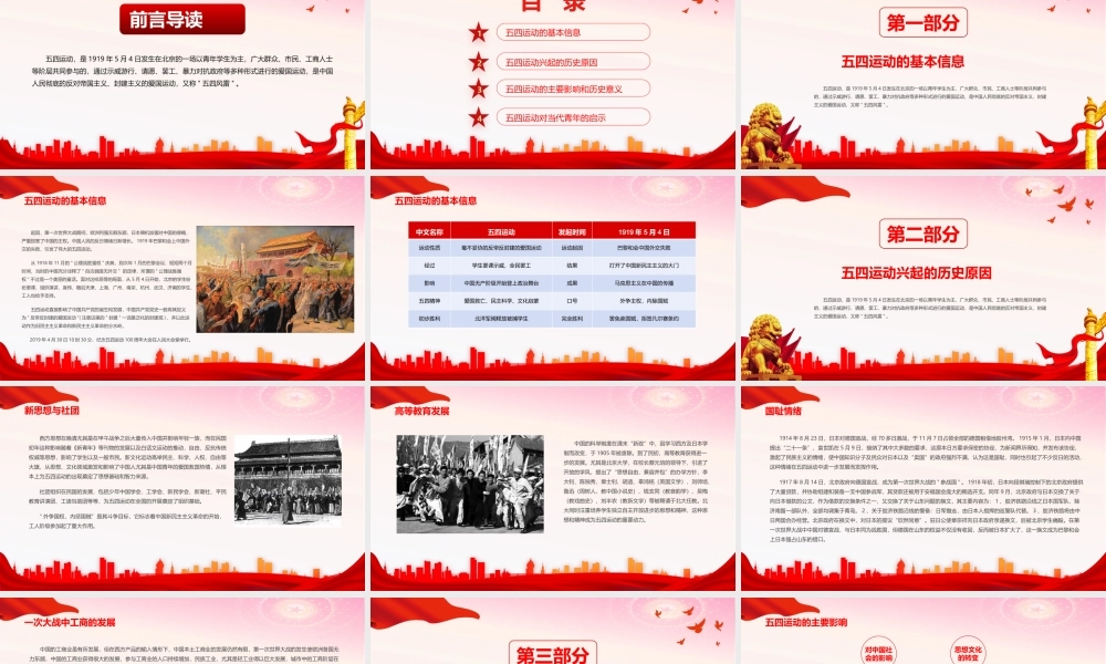 热烈庆祝五四运动102周年爱国主义运动主题学习PPT课件（带内容）.pptx