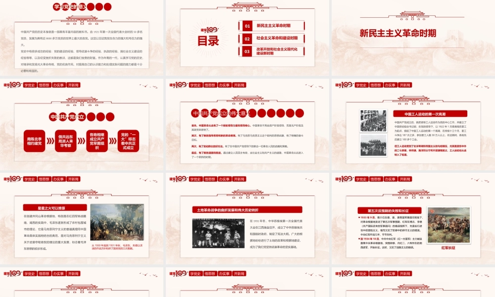 建党一百周年党史学习教育PPT模板下载.pptx