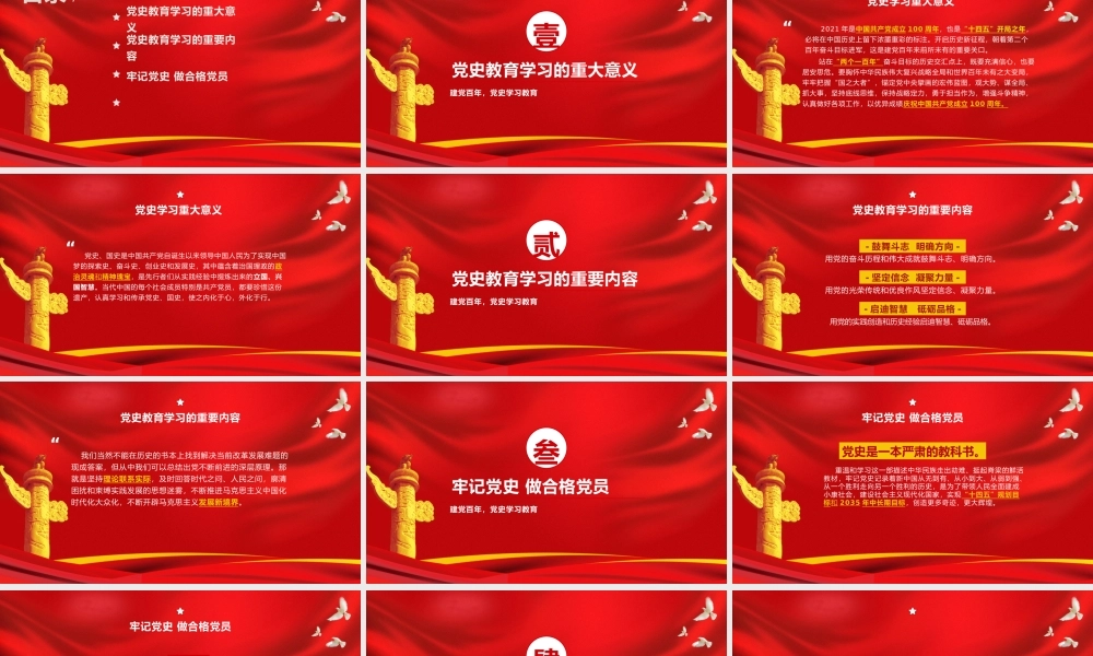 建党百年党史党课党建学习汇报PPT模板下载.pptx