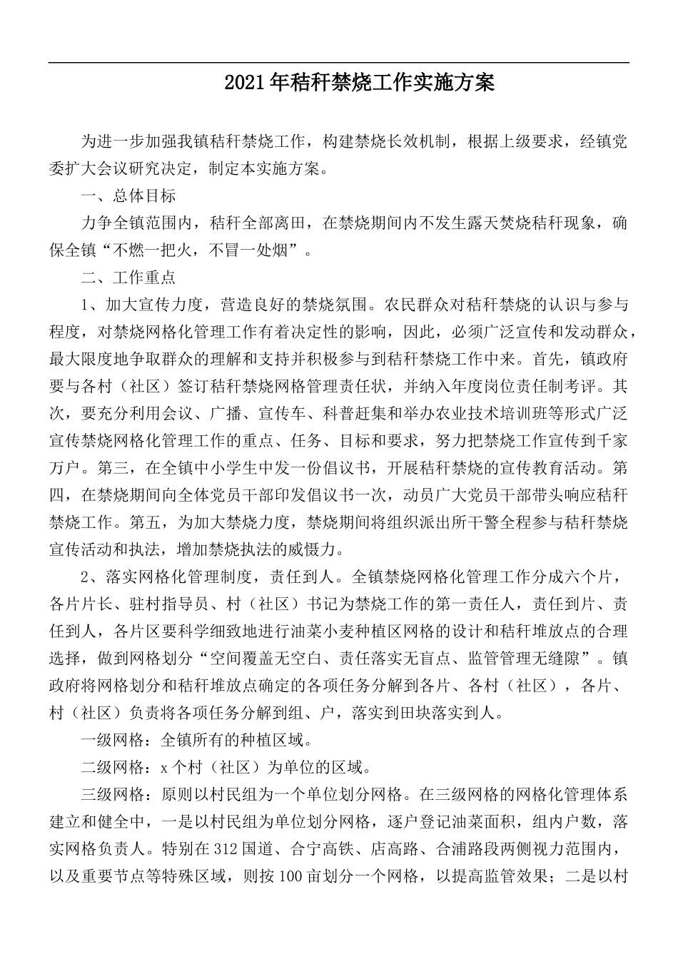 2021年秸秆禁烧工作实施方案.docx_第1页