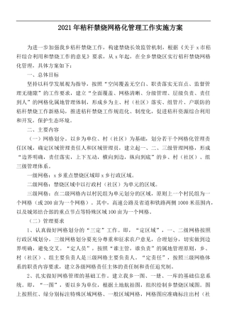 2021年秸秆禁烧网格化管理工作实施方案.docx
