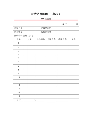 党费收缴明细表格模板.docx