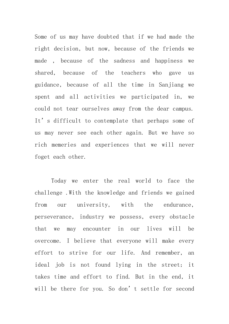 2021年大学毕业英语演讲稿范文.docx_第2页