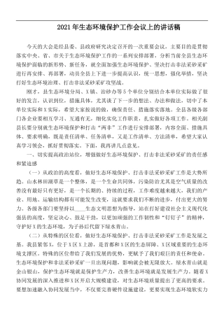 2021年生态环境保护工作会议上的讲话稿.docx