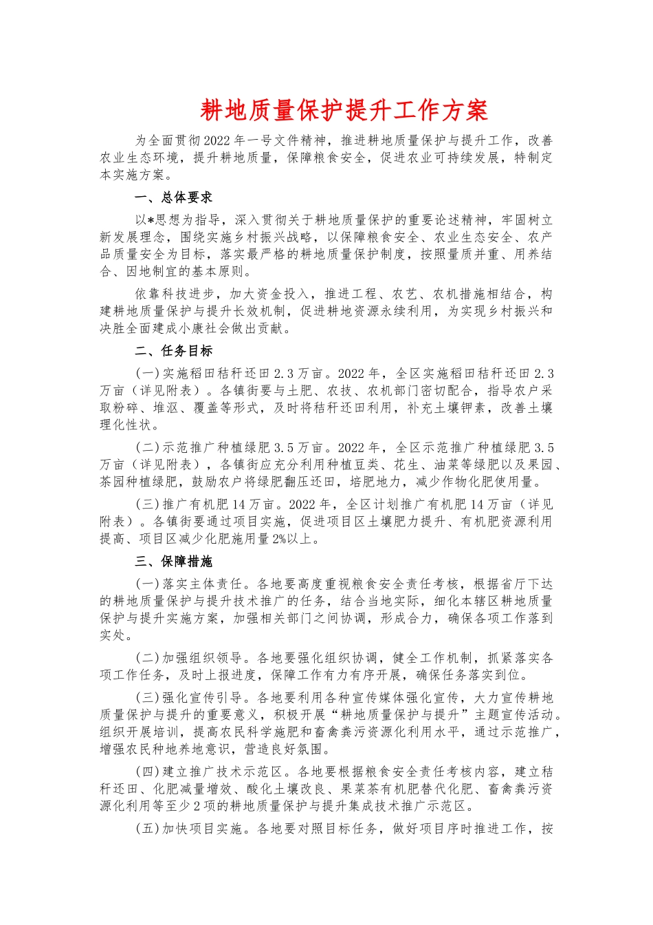 耕地质量保护提升工作方案.docx_第1页