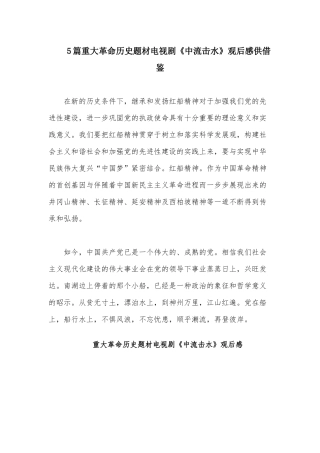 5篇重大革命历史题材电视剧《中流击水》观后感供借鉴.docx