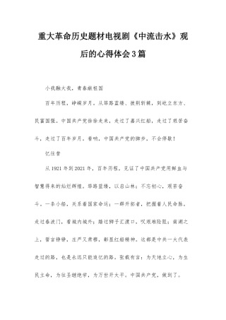 重大革命历史题材电视剧《中流击水》观后的心得体会3篇.docx