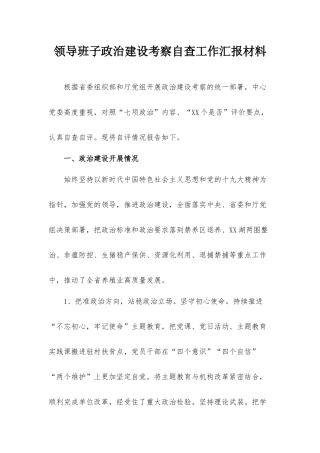 领导班子政治建设考察自查工作汇报材料.docx