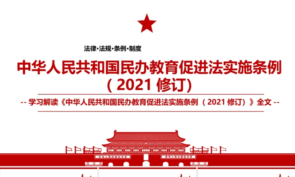2021《中华人民共和国民办教育促进法实施条例（2021修订）》全文学习PPT课件（带内容）.pptx