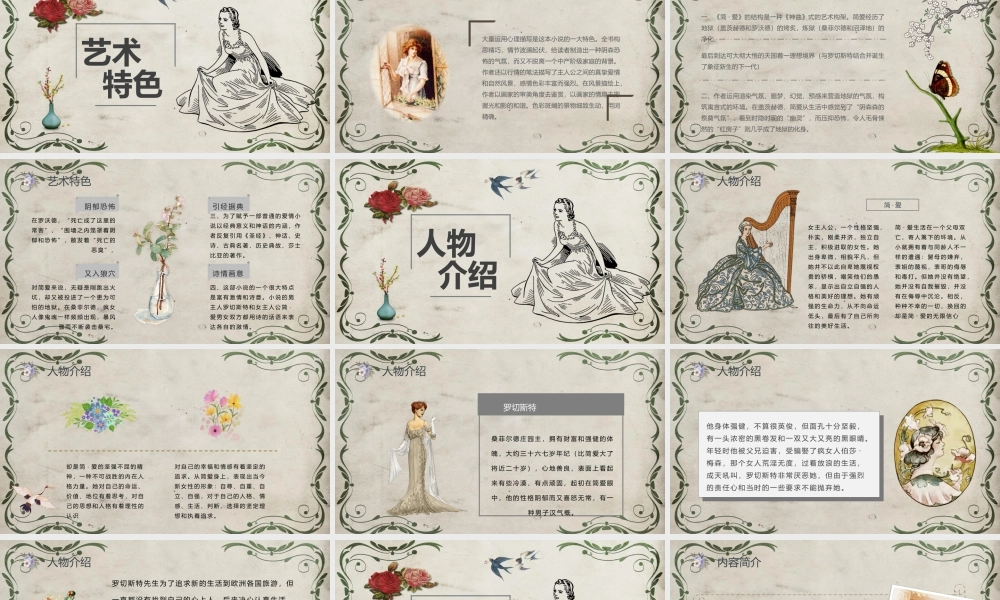 中学必读国外名著夏洛蒂勃朗特《简爱》人物分析名著逻辑梳理PPT模板下载.pptx