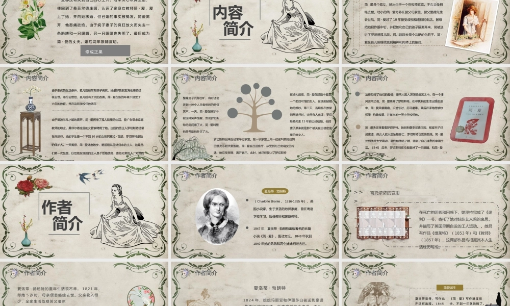 中学必读国外名著夏洛蒂勃朗特《简爱》人物分析名著逻辑梳理PPT模板下载.pptx