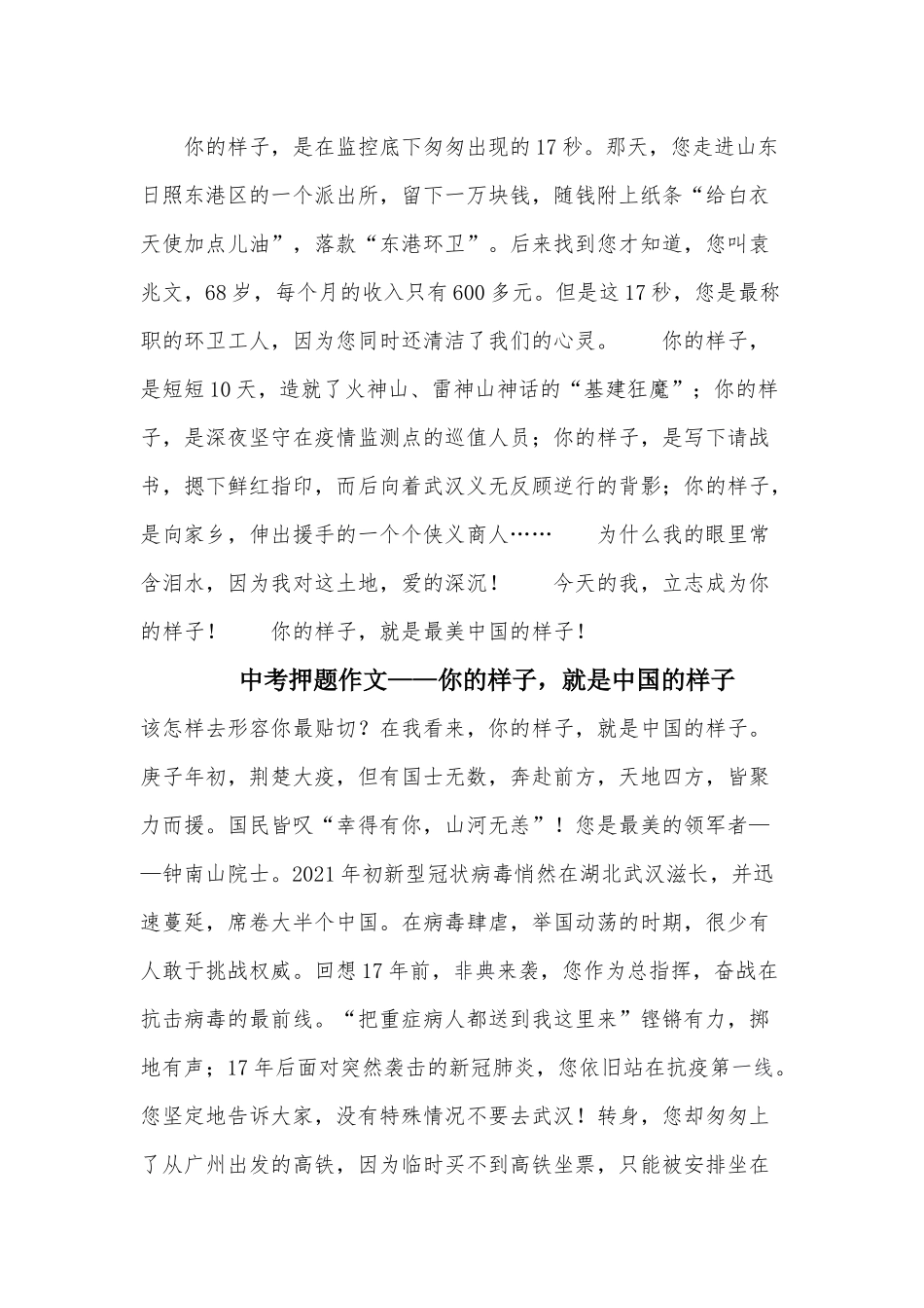 两篇中考押题作文——你的样子就是中国的样子 .docx_第2页