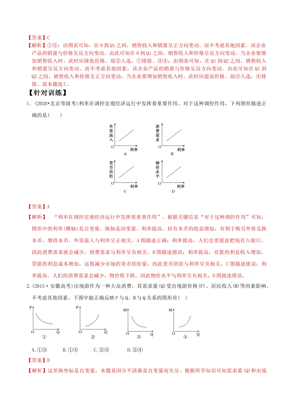 专题1曲线坐标图选择题解题方法(解析版)--2022年高考政治解题方法专项突破.doc_第2页