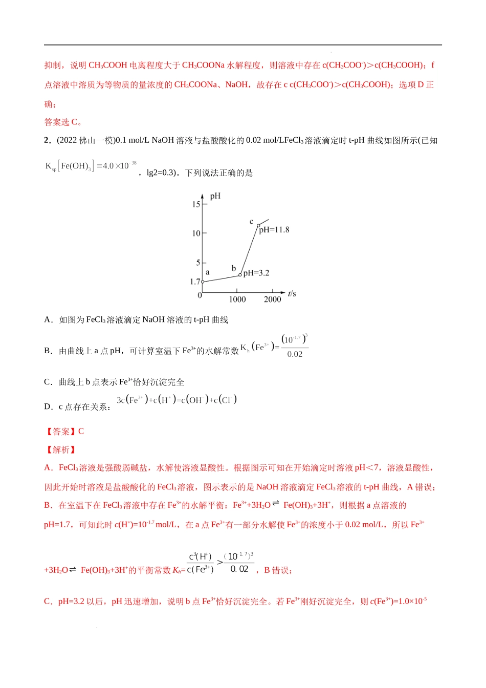 必练16 电解质溶液图像综合20题 高考化学总复习高频考点必刷1000题（广东专用）(解析版).docx_第2页