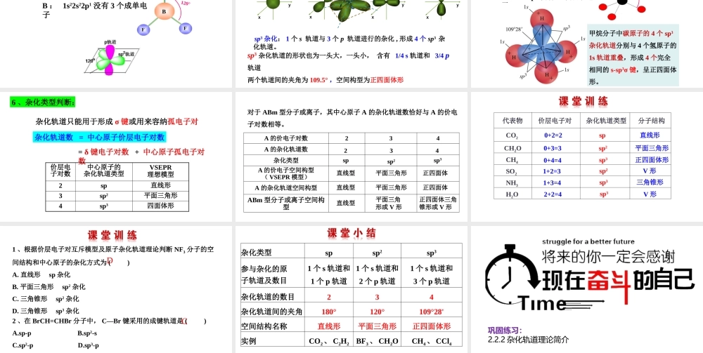 2.2.2杂化轨道理论简介- 高二化学同步优选备课课件（人教版2019选择性必修二）.pptx