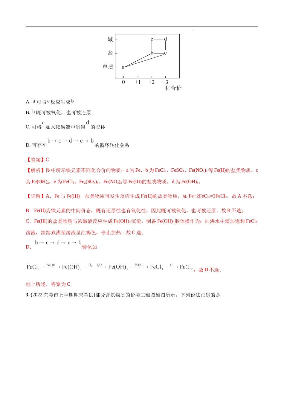 必练10 元素及其化合物、二维价态图30题 高考化学总复习高频考点必刷1000题（广东专用）(解析版).docx_第2页
